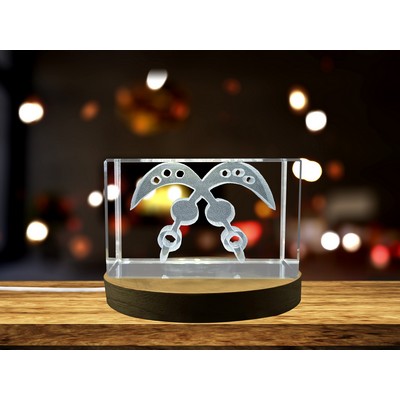 Akofena African Symbol 3D Engraved Crystal Trophy Award w/LED Base - Strength and Courage