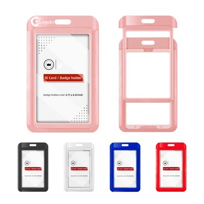 Sliding ID Badge Holder Hard Plastic Work Badge Sleeve Case