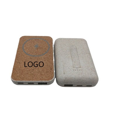 5W Wheat Straw Cork Magnetic Wireless Fast Charging Power Bank
