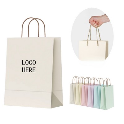 8" X 4" X 11" White Card Paper Gift Bags With Handles