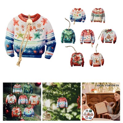 Wooden Sweater Christmas Tree Pendant