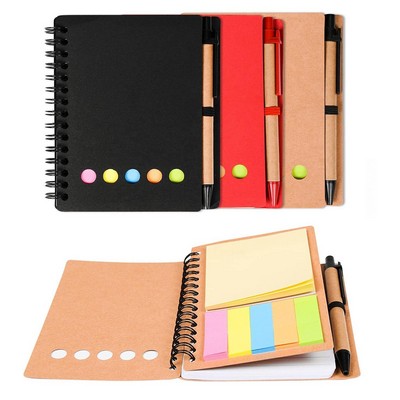 Spiral Notebook With Sticky Notes And Flags