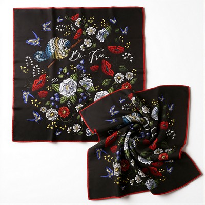 100% Natural Mulberry Silk Square Bandanna (Full Color Digital Print)