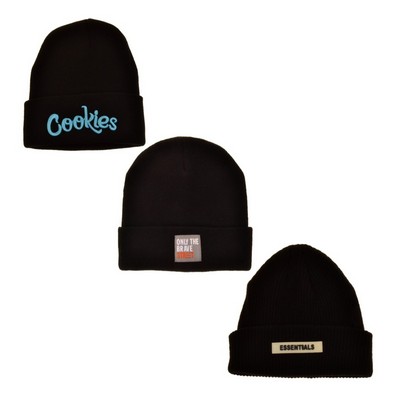 Simple Knit Beanie 100% Acrylic with Decoration Available