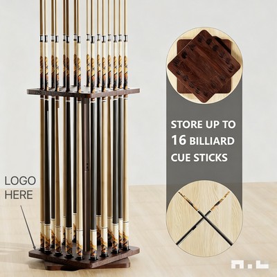 Wooden Rotating Billiard Cue and Fishing Rod Rack