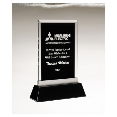 Eminence Black Glass Award, 7.875"H