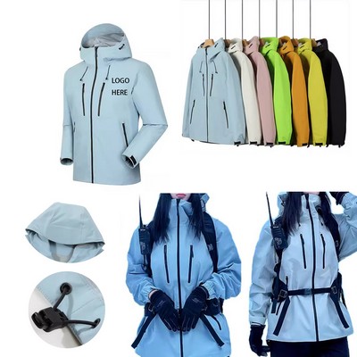 Women's Windproof Waterproof Stretch Cycling Jacket Hooded Packable