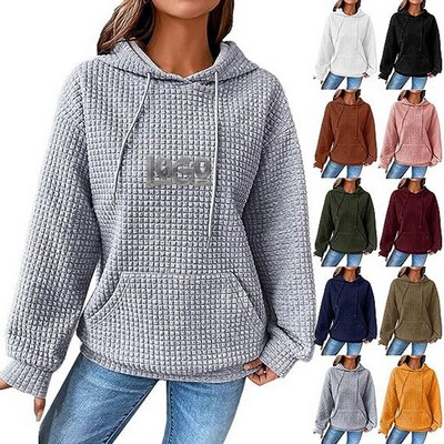 Waffle Knitted Polyester Oversized Hoodie