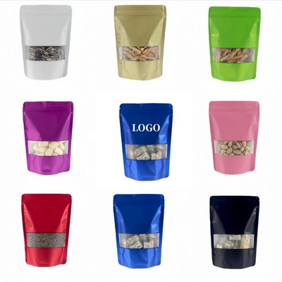 7.8" W x 11.8" H Colorful Zipper Bag Aluminum Foil Stand Up Pouch with Window