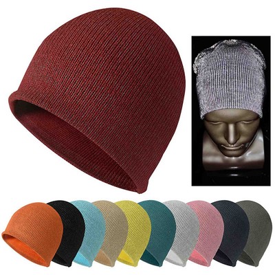 Winter Fleece Line Beanie With Earflap For Men Women Outdoor Warm Thermal Knitted Hat Stocking Cap