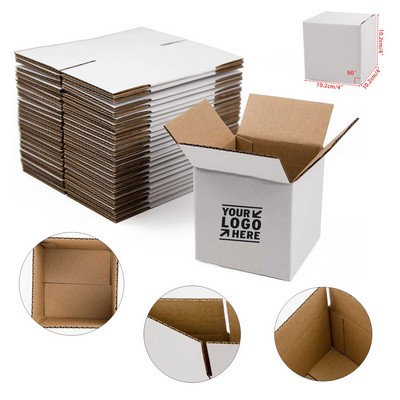 White 4x4x4" Small Corrugated Cardboard Shipping Box