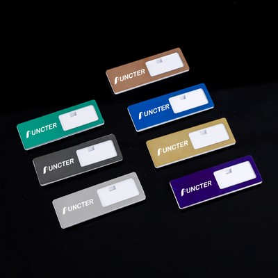 Professional Aluminum Alloy Name Tags Nameplate Badge with Safety Pin & Window #10