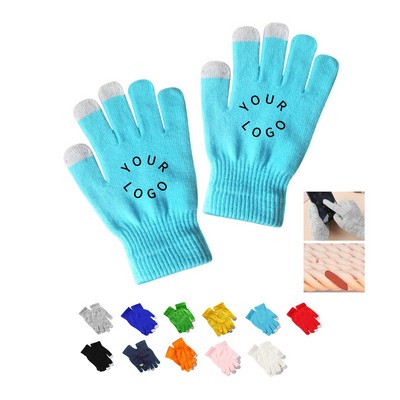 Acrylic Knit Touch Screen Three Finger Gloves