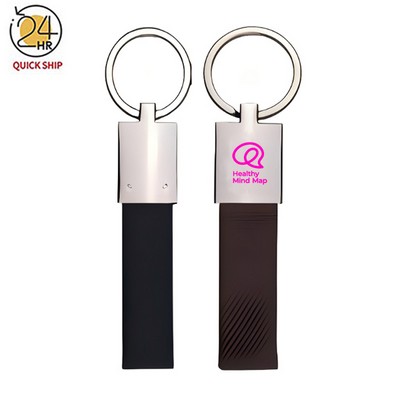 Canvas Metal Key Chain In Shiny Nickel Finish