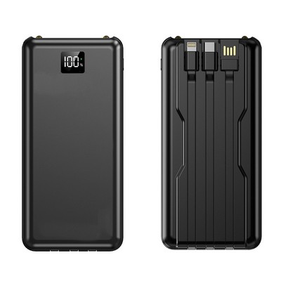 Portable 10000mAh Power Bank with Built-in Cables,LCD Power Display, Dual Flash 22.5W Fast Charging