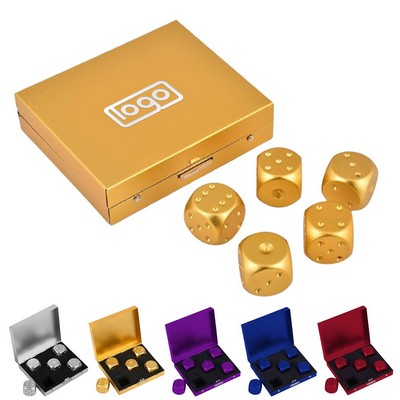 5Pcs Aluminum Alloy Dice w/ Square Case