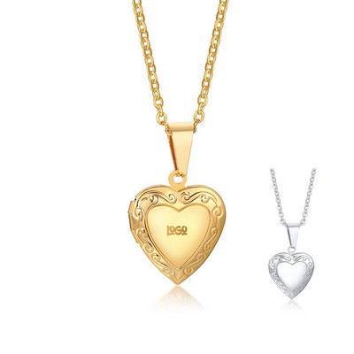 Golden Heart Shape Locket Necklace