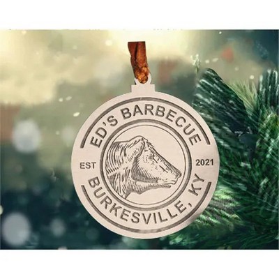 Wood Round Ornament w/Laser Engraved Imprint