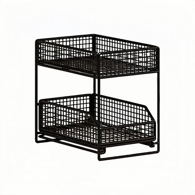 Double Tier Pull Out Cabinet Organizer for Under Sink Kitchen Storage