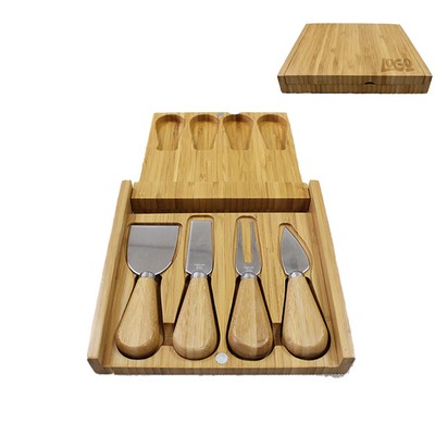 Gourmet Wood Cheese Set w/ 4 Tools