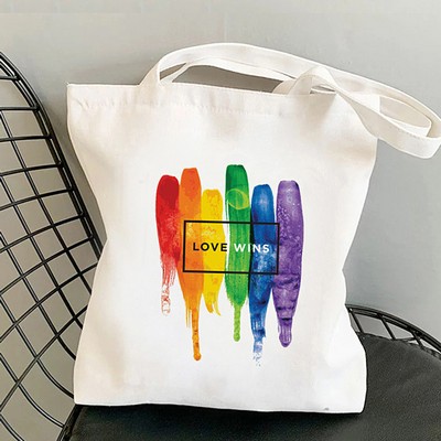 Custom Eco Friendly Love Wins Canvas Tote Bag