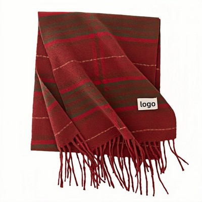 2025 Premium Faux Cashmere Plaid Scarf for Women Warm Mid Length Winter Wrap
