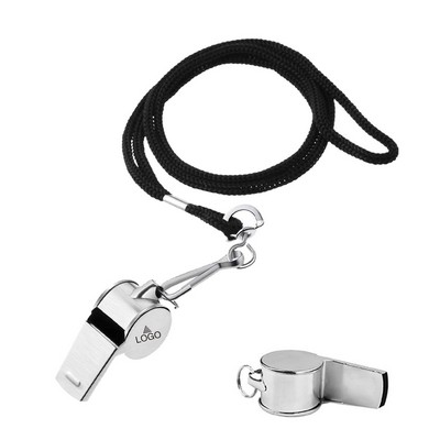 Stainless Steel Whistle With Lanyard