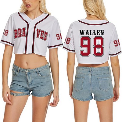 150GSM Mesh Jersey customButton Down Women's cropped Baseball Jersey(Full DyeSublimation)