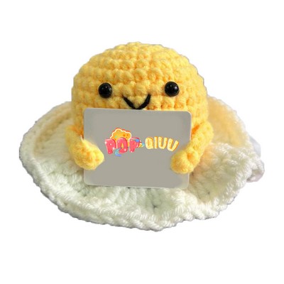 Positive Fried Egg Mood Crochet Doll