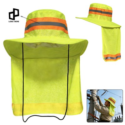 High Visibility Sun Protection Safety Hat W/ Neck Flap