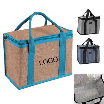 Burlap Insulated Food Delivery Bag