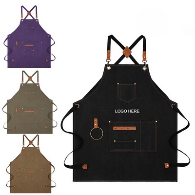 Canvas Cross Back Aprons for Gardening Kitchen Coffee Shop
