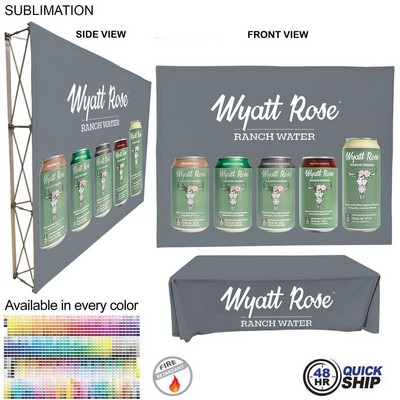 48Hr Quick Ship - Tradeshow booth package Ultra, 10' Straight Fabric Wall and Premium 8' tablecloth