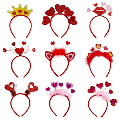 Red Heart Valentines Day Headband Bopper