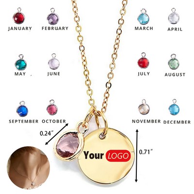 Personalized Stainless Steel Necklace with Birthstone