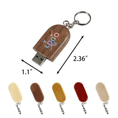 Wooden Racetrack USB Drive Keyring