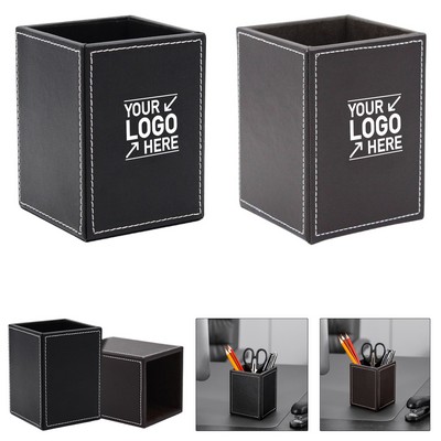 Custom PU Leather Desk Organizer Cup