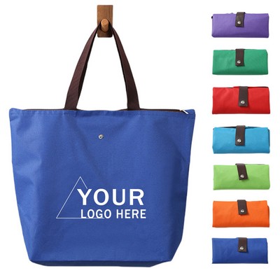 Foldable Shopping Bag 600D Oxford Fabric With Button Closure