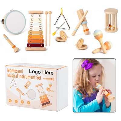 Baby Musical Instruments Set 10PCS Wooden Percussion Toys