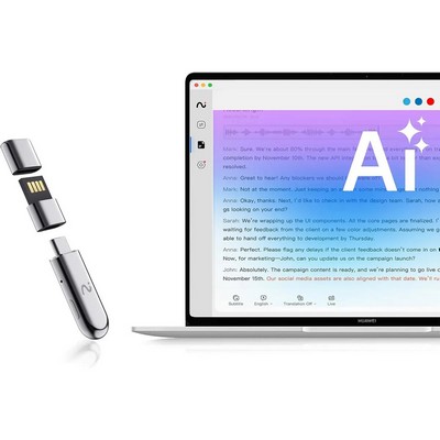 AI Vocie Recorder/AI Note Taker/AI Earbuds - Silver