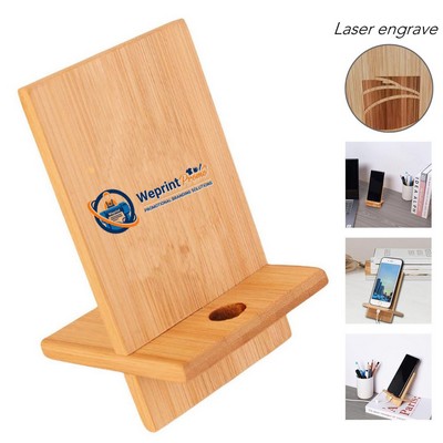 Eco-Friendly Bamboo Two-Piece Assembling Desktop Phone Stand with Cable Slot