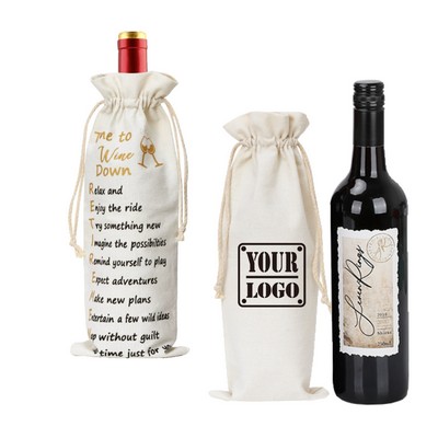 Canvas Drawstring Red Wine Bag