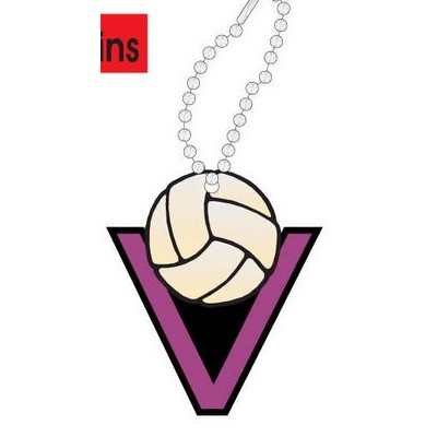 Volleyball in "V" Promotional Key Chain w/ Black Back (3 Square Inch)