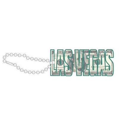 Las Vegas Block Letter $100 Bill Key Chain w/ Black Back (3 Square Inch)