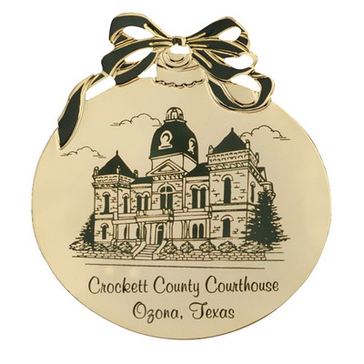 Christmas Ball, Flat Gold Holiday Ornament