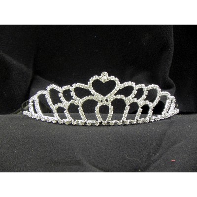 Swirl Heart Tiara w/ Solitaire Top (1 3/4" High)