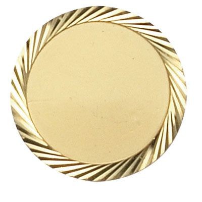 1" Die Struck Round Gold Plated Pin w/Diamond Etched Border