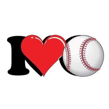 I Love Baseball Promotional Magnet w/ Strip Magnet (4 Square Inch)