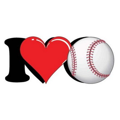 I Love Baseball Promotional Magnet w/ Strip Magnet (6 Square Inch)