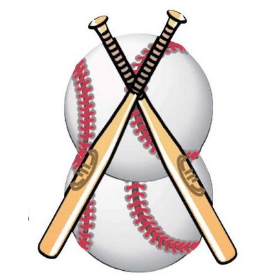 Baseballs & Bats Promotional Magnet w/ Strip Magnet (12 Square Inch)